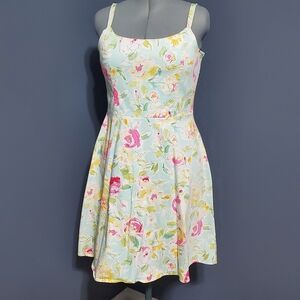 K & Company Blue Floral Mini Sun Dress in Pink and Yellow
